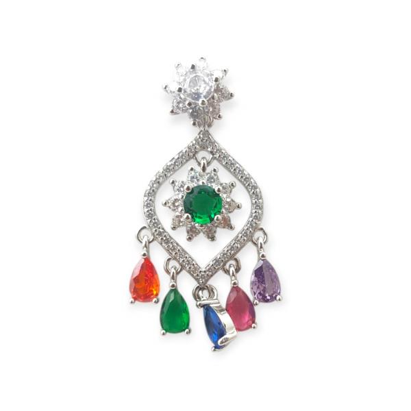 925 Sterling Silver Elegant Pendant Set in Amazing Design with Multi Stones